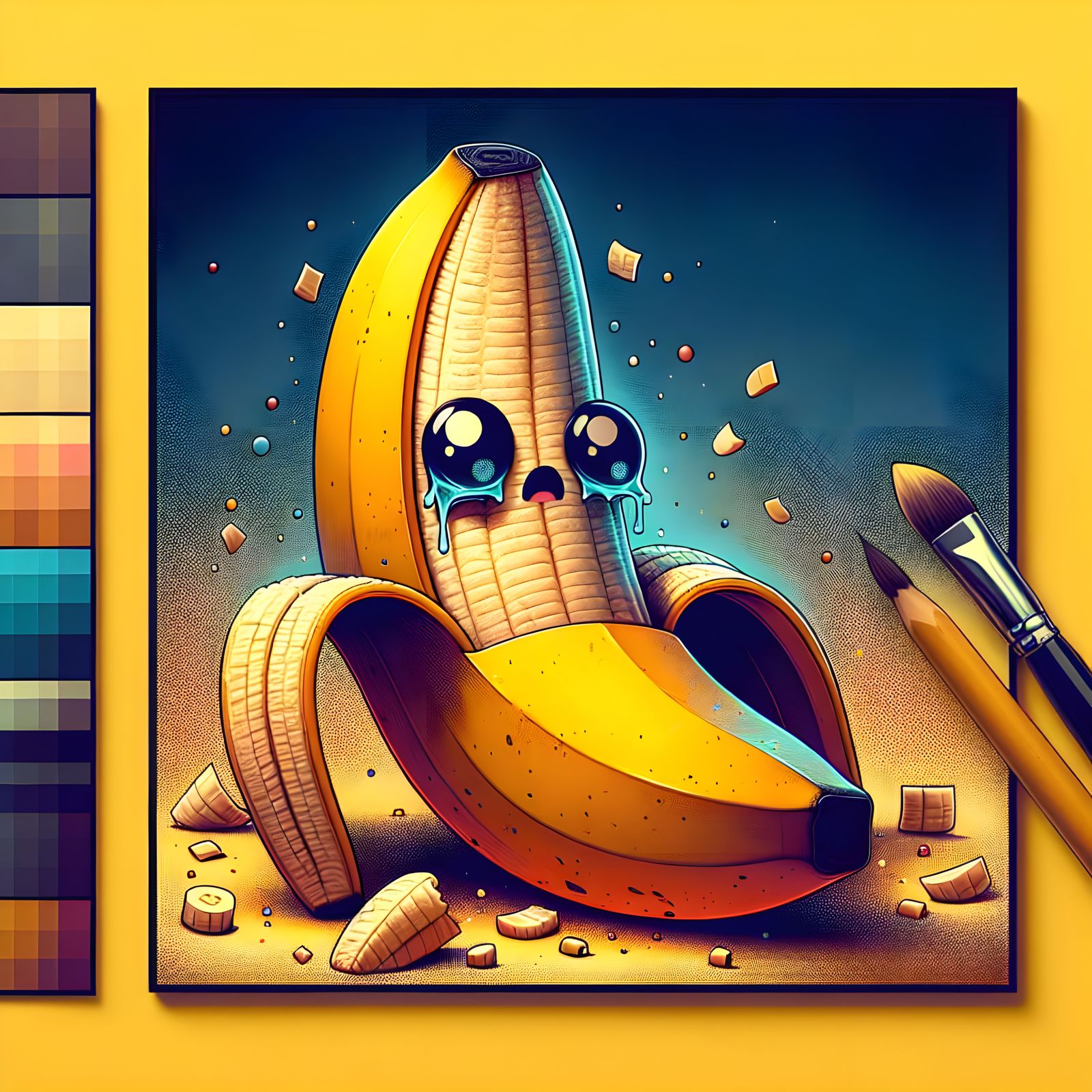 Moodful Banana Illustration in Digital Fine Art Style