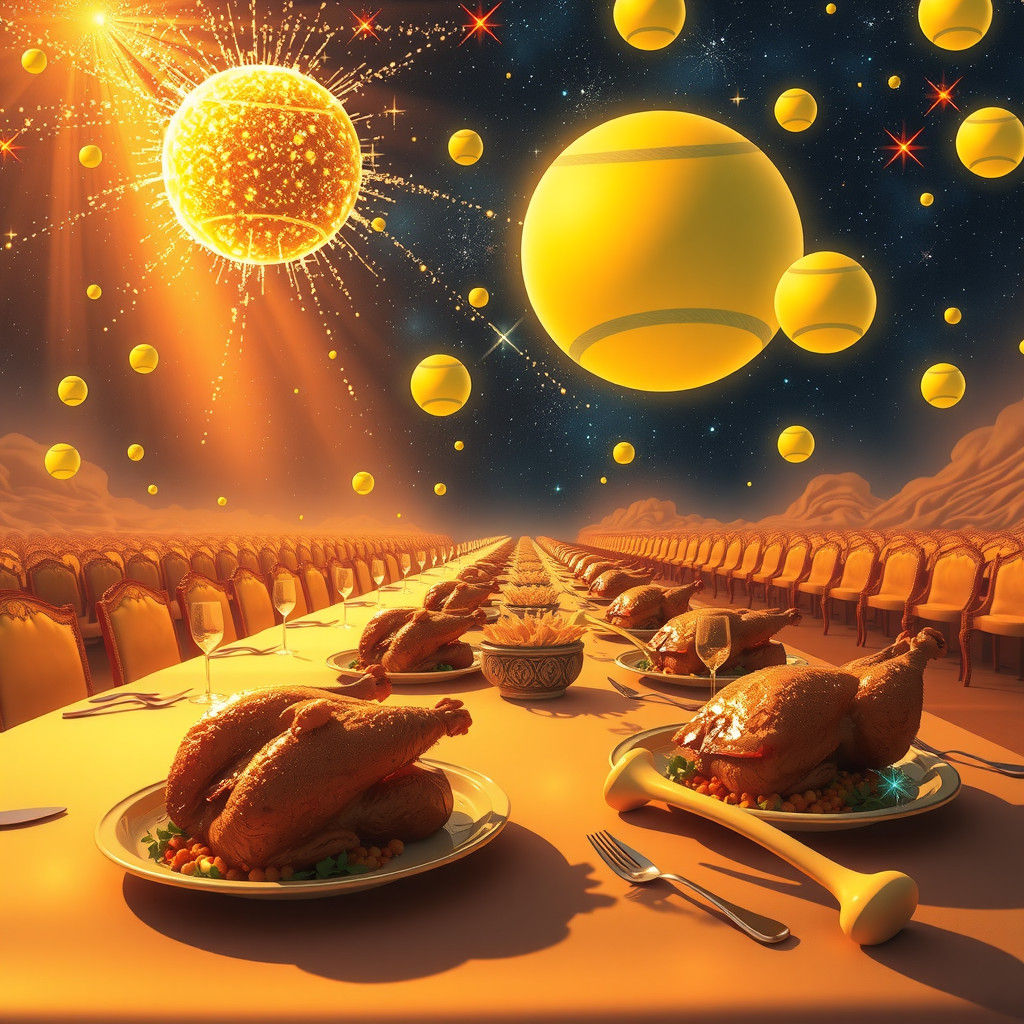 Infinite Banquet Table Under Cosmic Sky