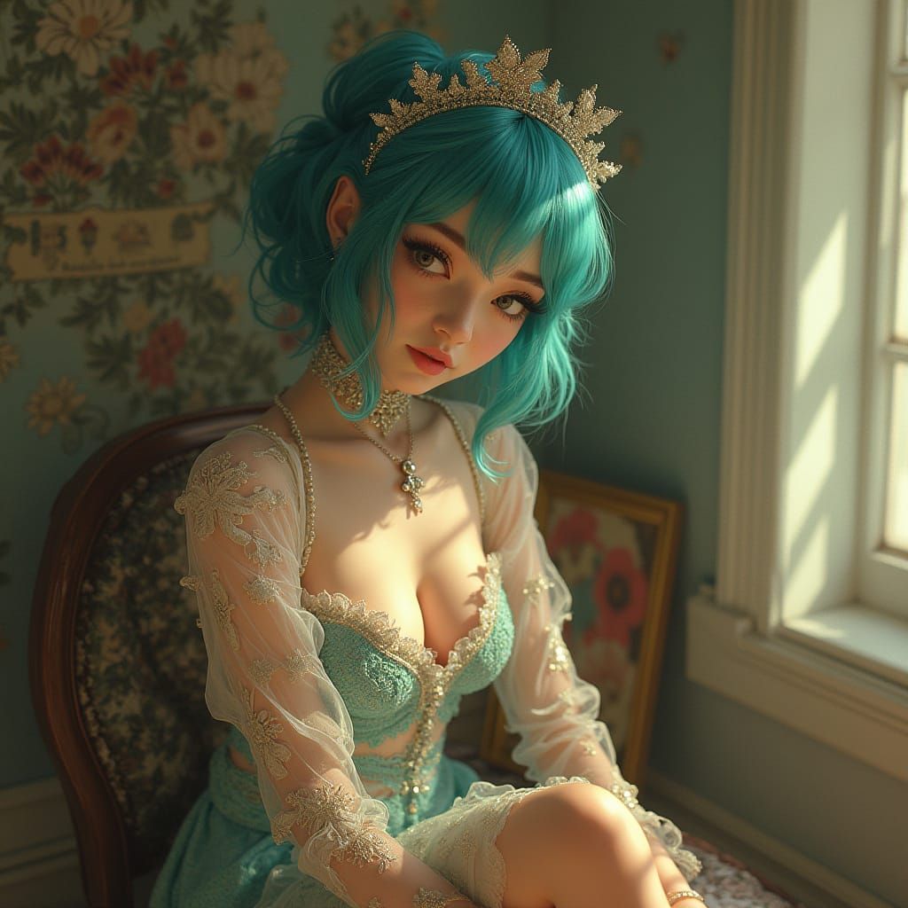 Bulma in Lace Outfit, Art Nouveau Style