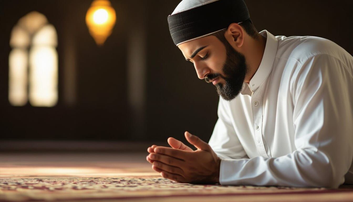 Muslim Man in Prayer, Sacred Islamic Scene
