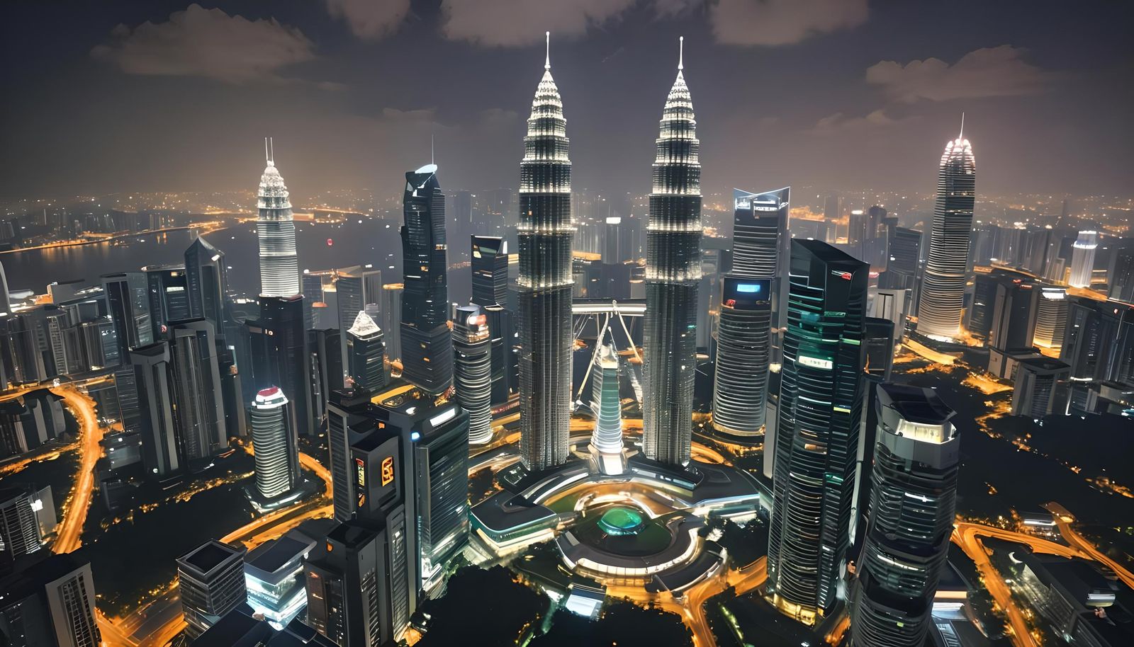 Futuristic KLCC View with Neon Lights