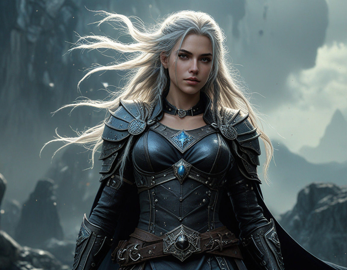 Gothic Warrior Maiden in Medieval Megalith Site