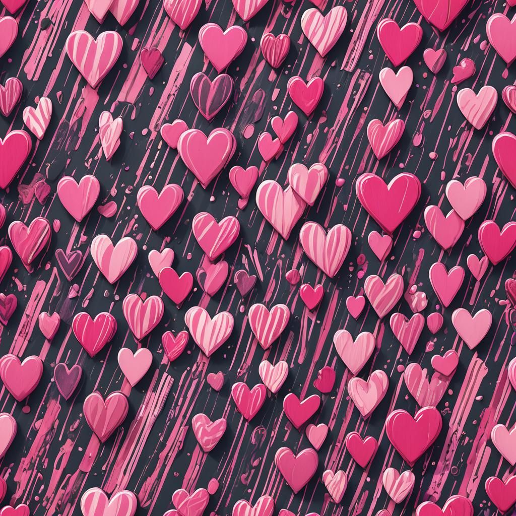 Pink Striped Heart Pattern in Detailed Matte Painting