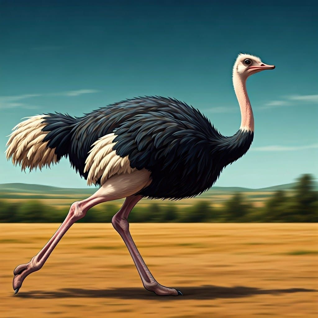 Ostrich in Full Flight, Anime-Inspired
