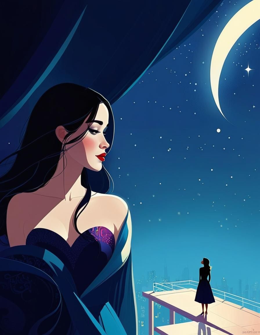 Stylized Digital Illustration of Loving Embrace