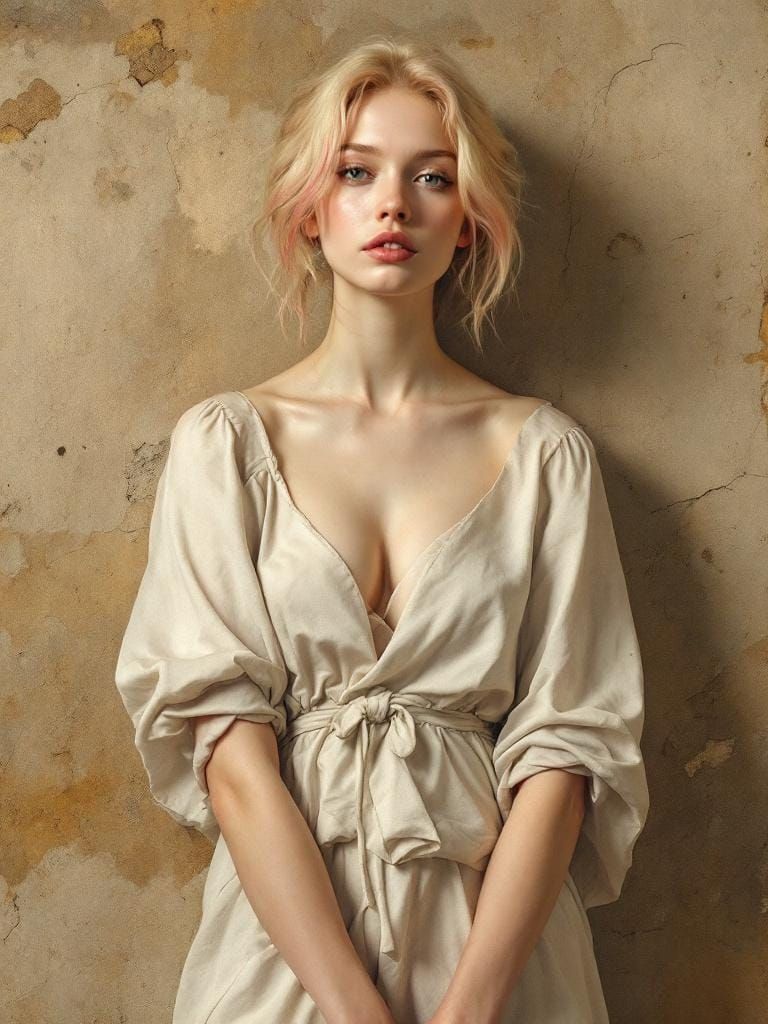 Pin-Up Woman as Renaissance Fresco Painting