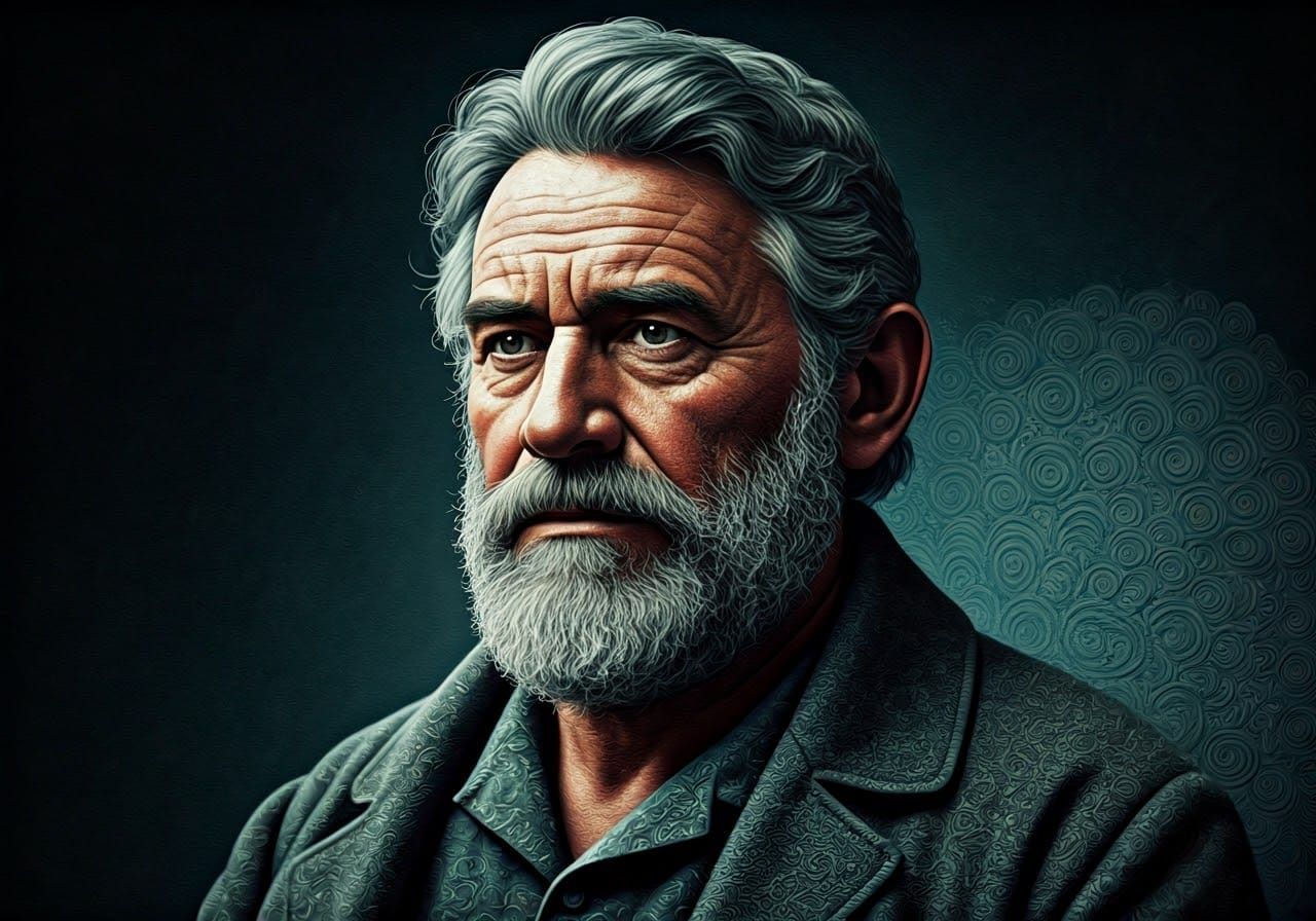 Whimsical Portrait of Ancient Stone Mason