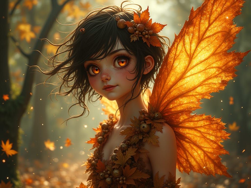Ethereal Woodpunk Fairy in Autumn Forest