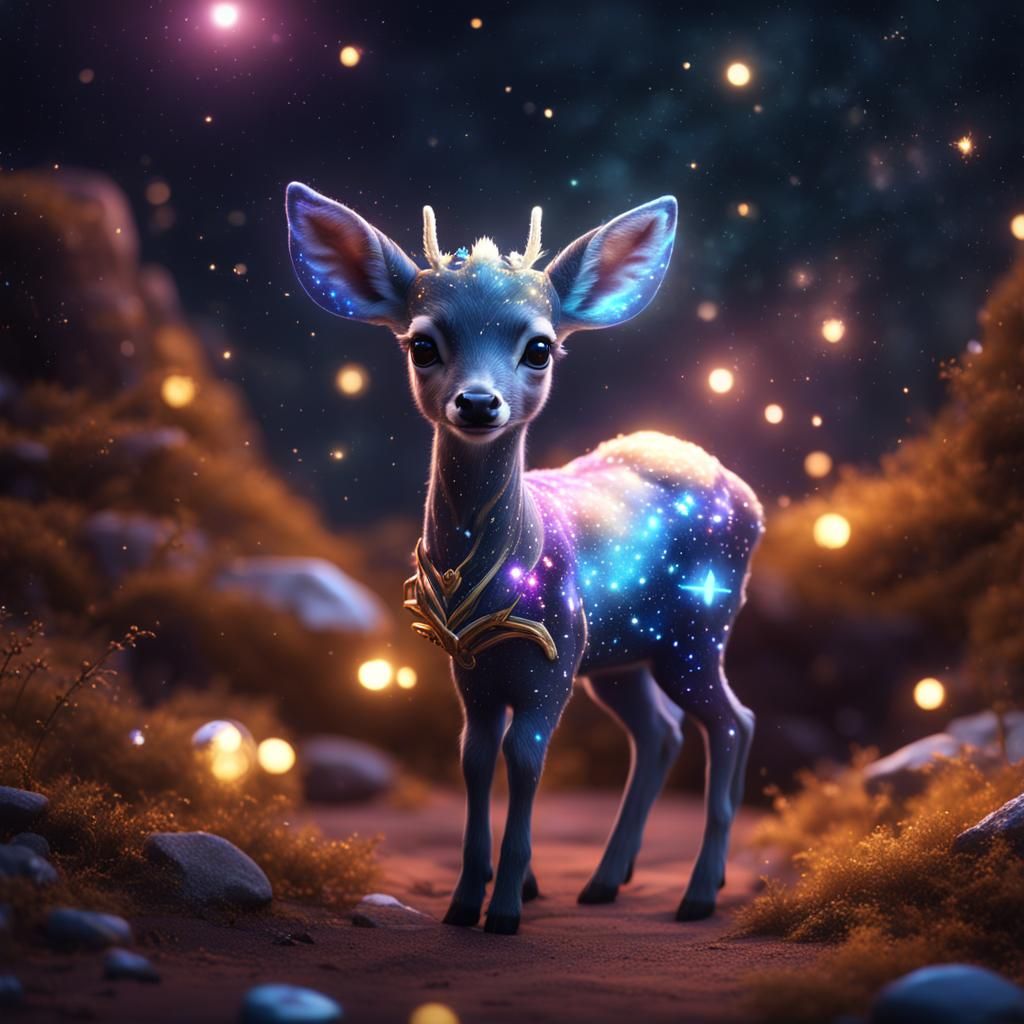 Baby Deer as Galaxy Star: Fantasy Concept Art