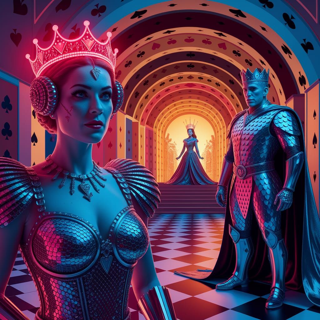Futuristic Queen of Hearts & Surreal Joker