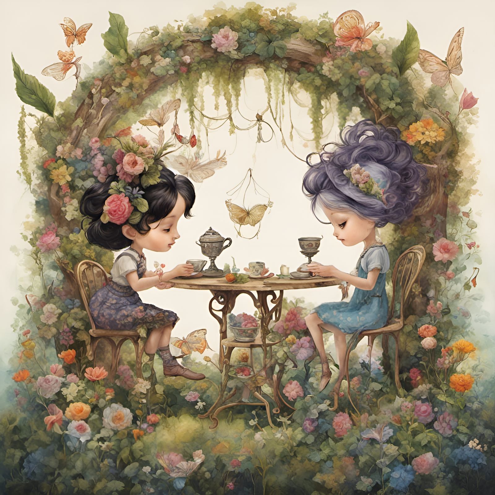 Fairies' Tea Party: A Mixed-Media Storybook Collage