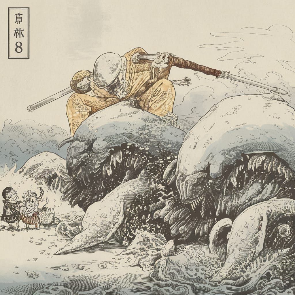 Ethereal Kite Dancer in a Whimsical Landscape