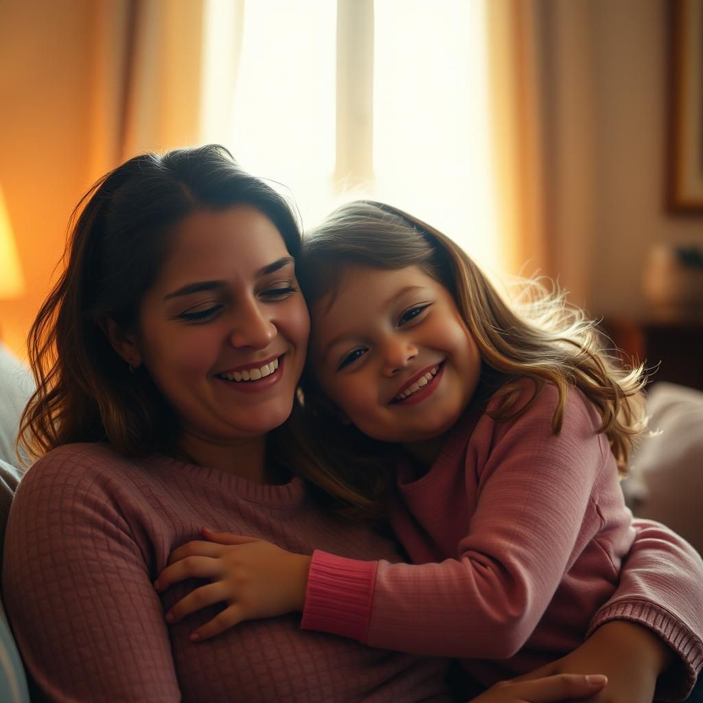 Tender Moment: Mother and Daughter in Cinematic Light
