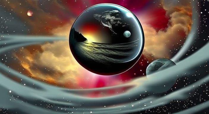 Crystal Ball Planet in Space: Psychedelic Digital Art