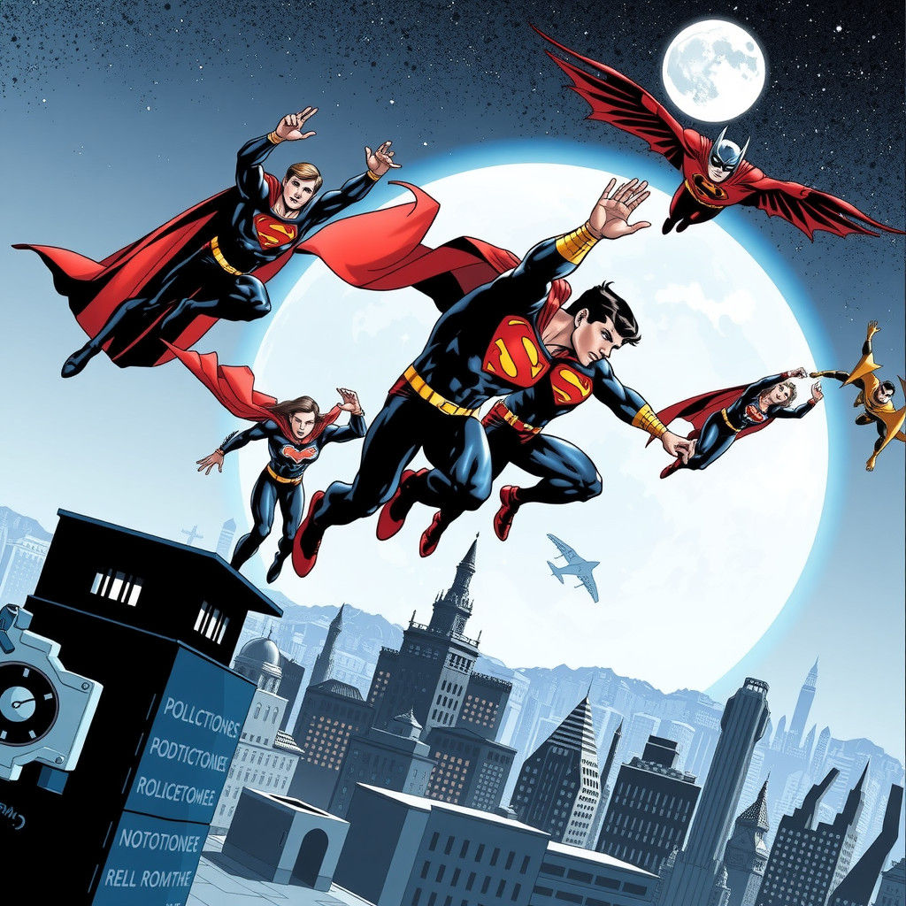 Superhero Space Battle in DC Comics Style