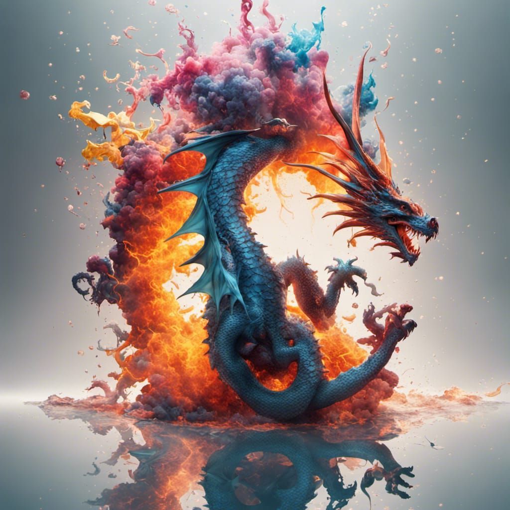 Dragon Explosion in Alberto Seveso Style Splash Art