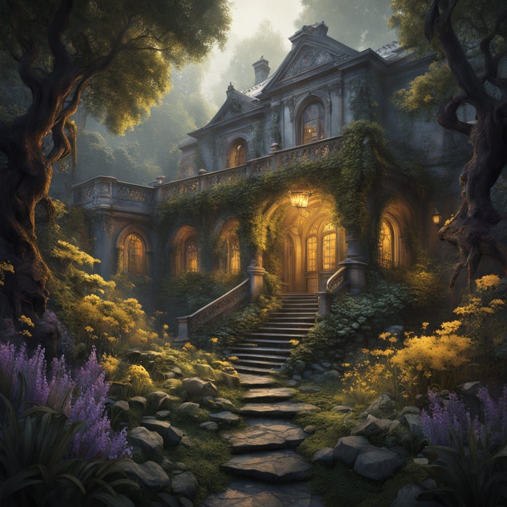 Mystical Garden of Secrets in Dark Fantasy Style