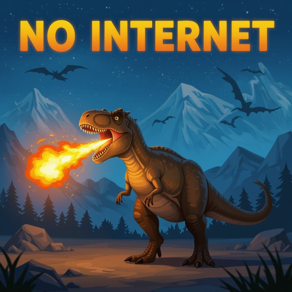 No Internet Dinosaur Breathes Fire