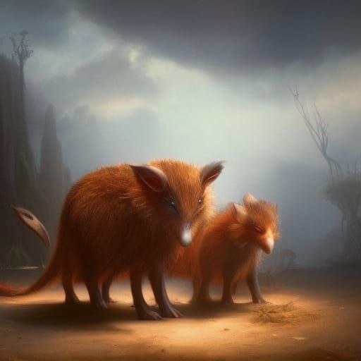 Detailed Rabbitfolk in Dark Fantasy Style