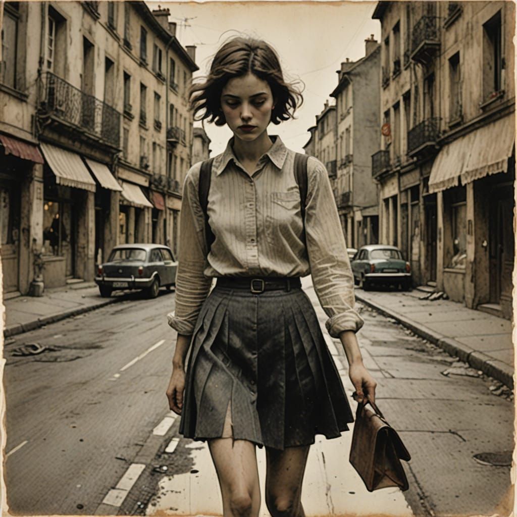 Ethereal Woman in Diaphanous Skirt, 35mm Kodachrome Inspirat...