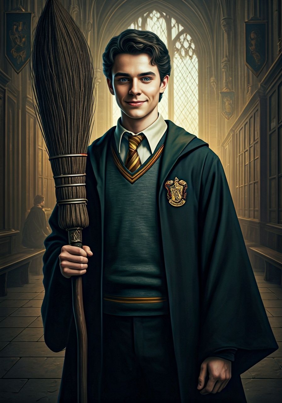 Hufflepuff Student Portrait in Fantasy Art Style