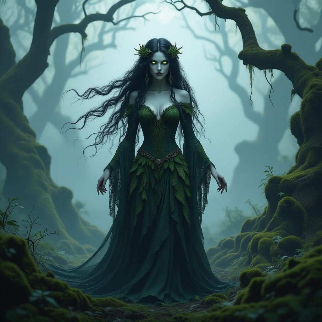 Banshee Fey in Glade with Tangled Moss Hair