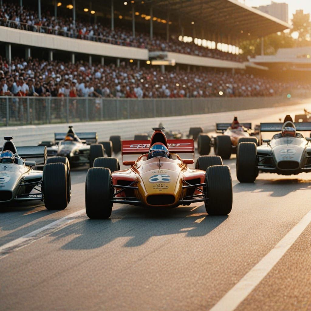 F1 Race in Miami at Golden Hour