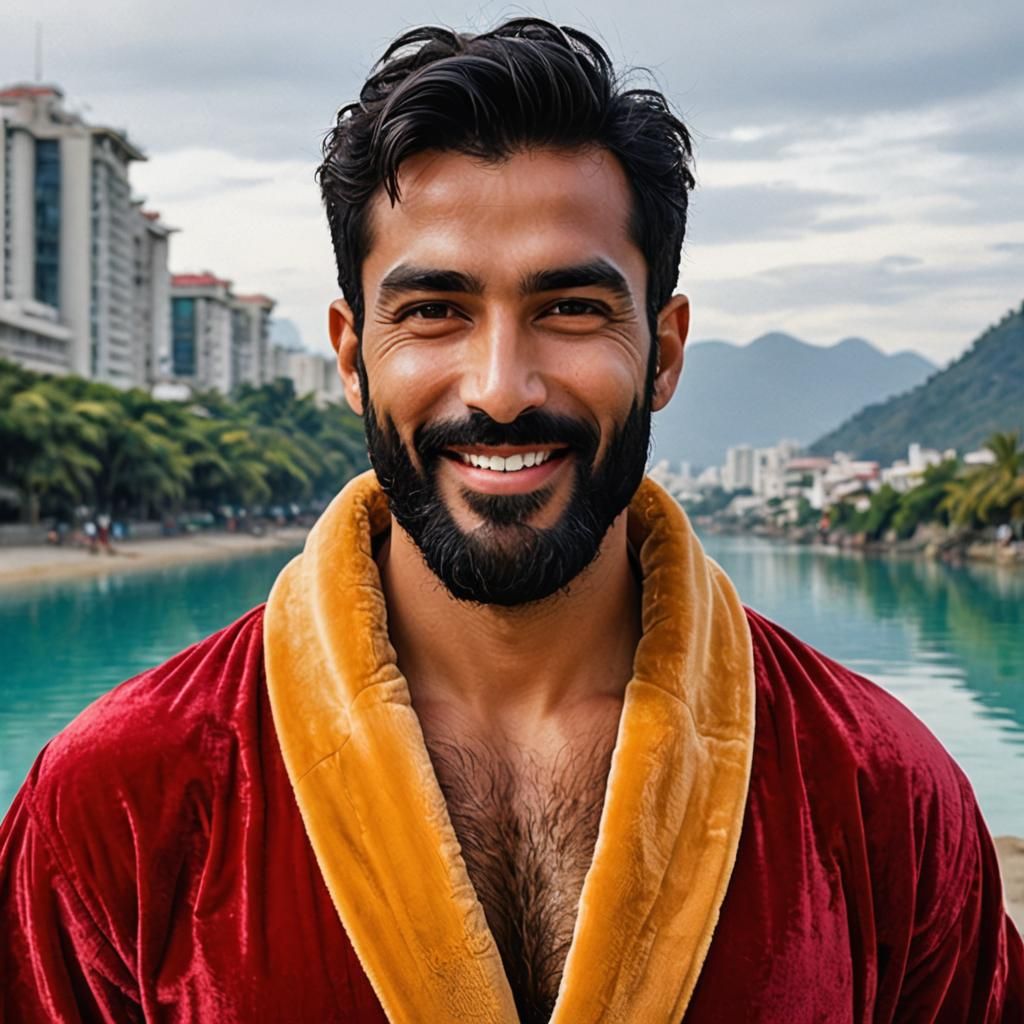 Gorgeous Portrait of a Handsome Man in Velvet Robe