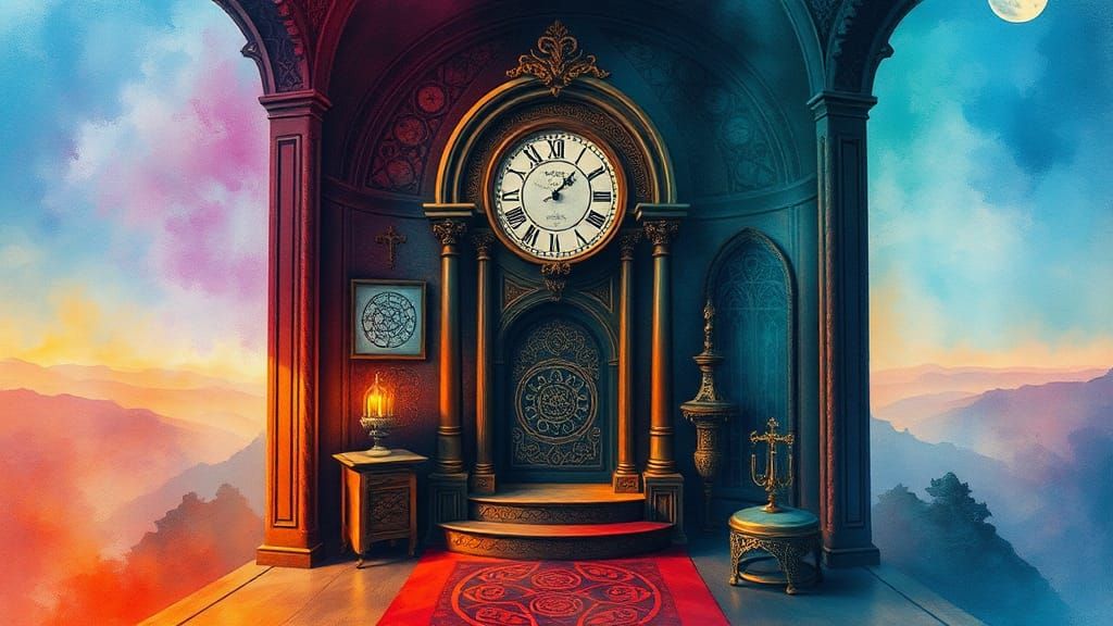 Mystical Clock Room with Celtic Motifs