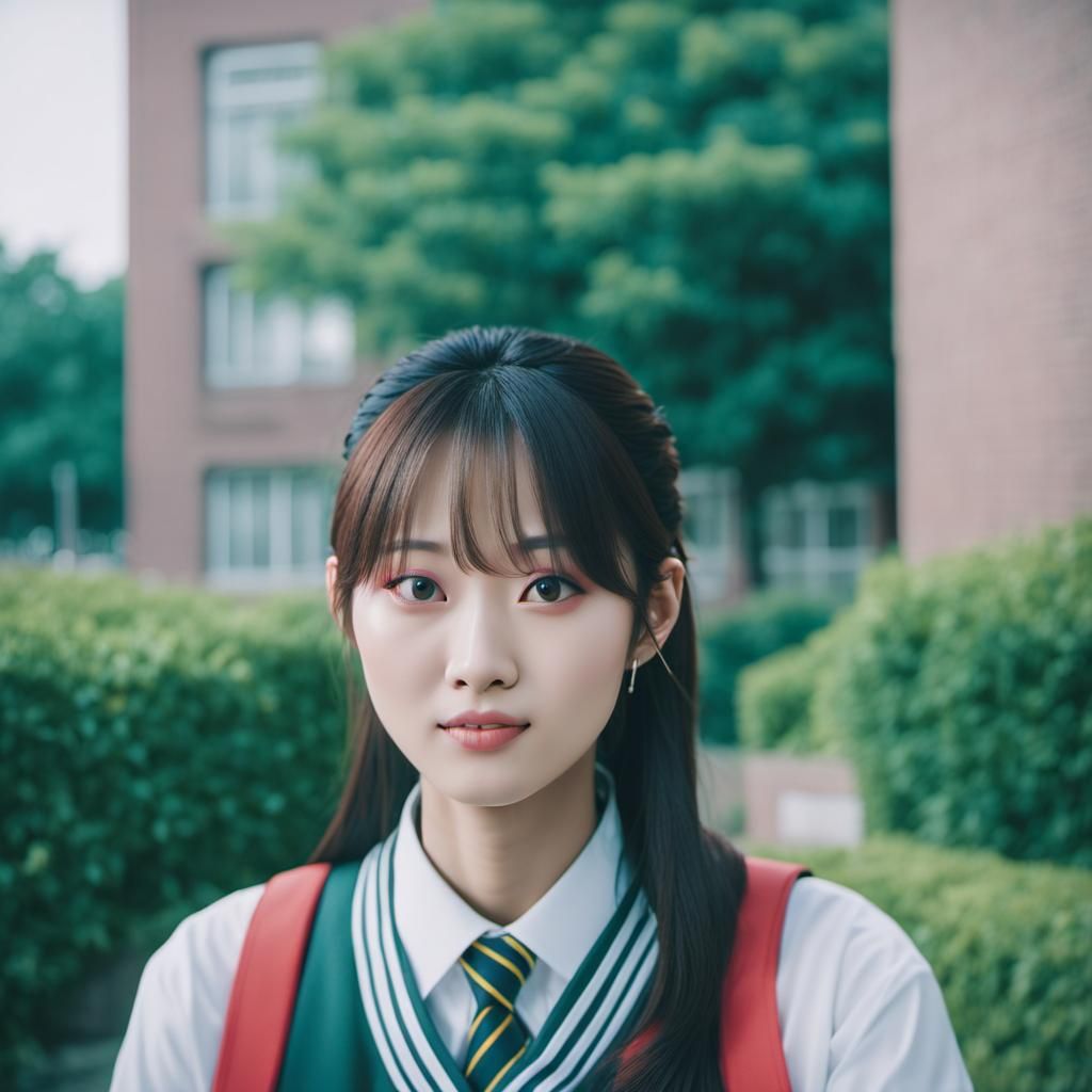 K-Pop Idol Hirai Momo in Korean School Uniform