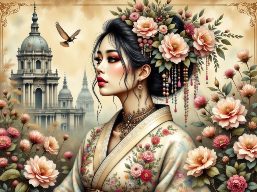 Uma gueixa asiática bela