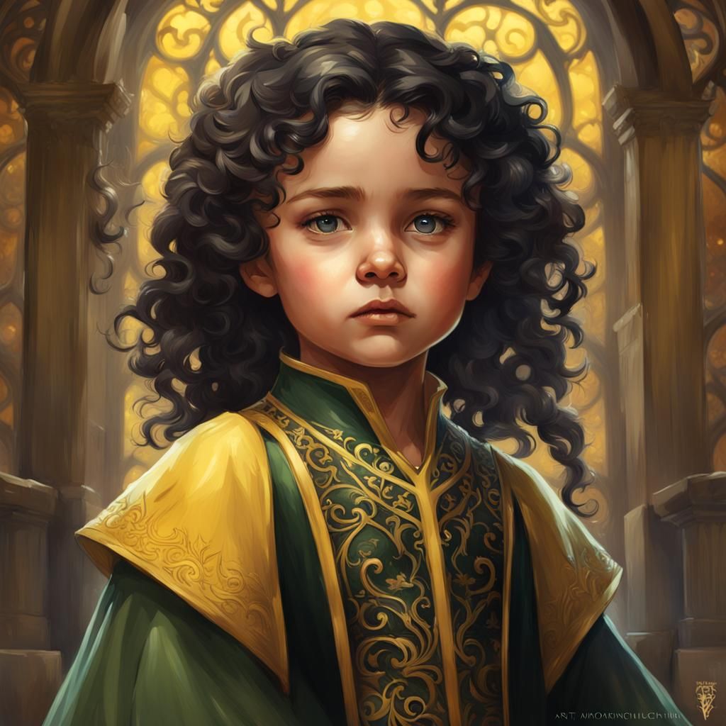 Medieval Child Princess Portrait in Hyperdetailed Style