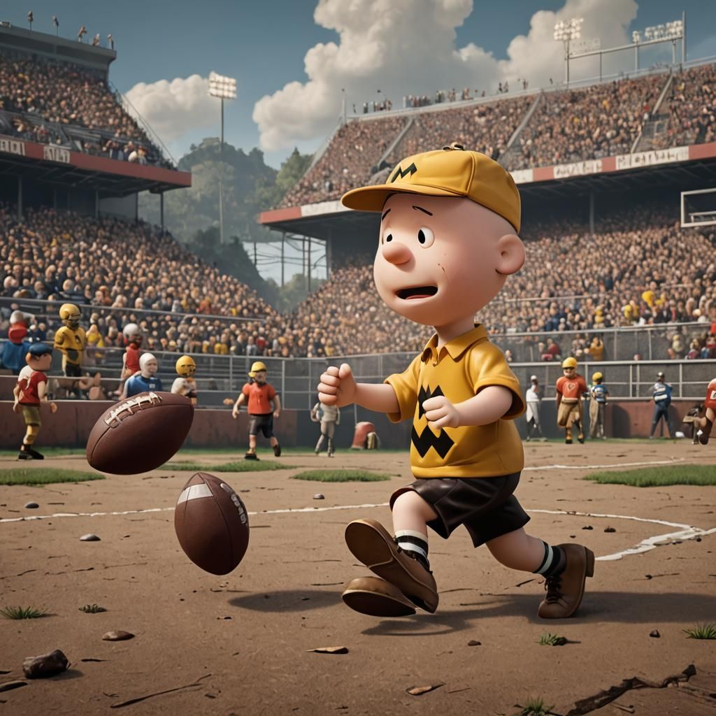 Charlie Brown Kicking Football: Matte Painting