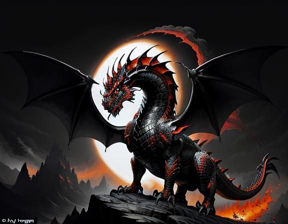 Fiery Dragon in Dynamic Fantasy Art Style