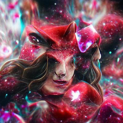 Scarlet Witch in Cosmic Mixed Media Illustration