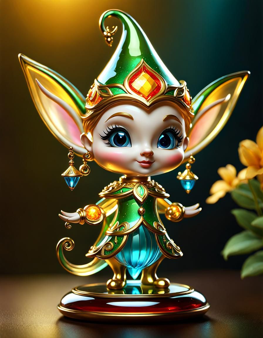Enameled Glass Elf Figurine Concept Art