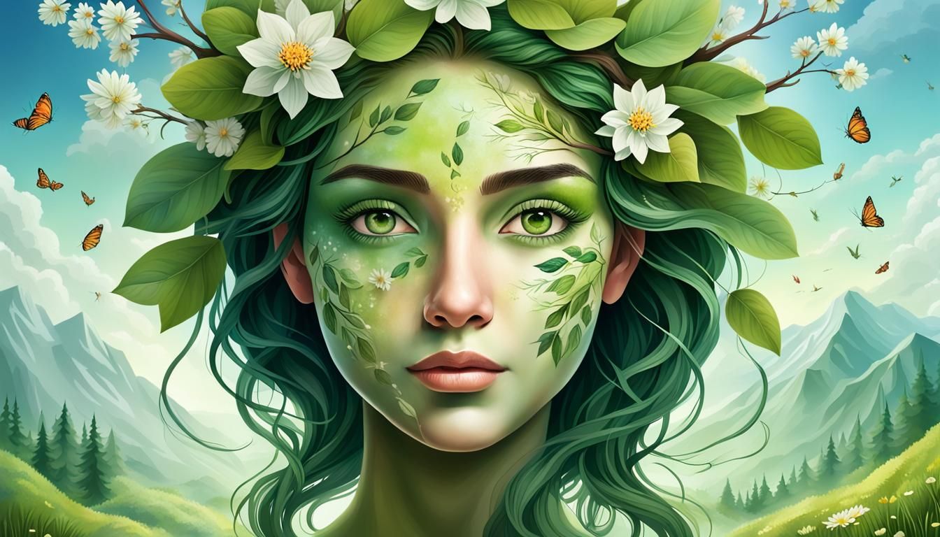 Spring Personified: A Fusion of Face and Season