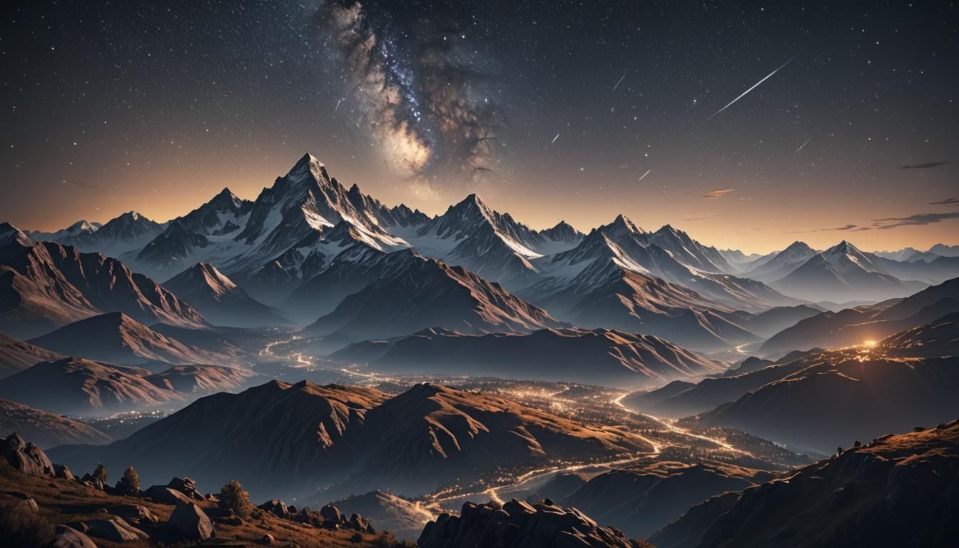 Starry Night Over Mountain Pass: 3D Game Cinematic