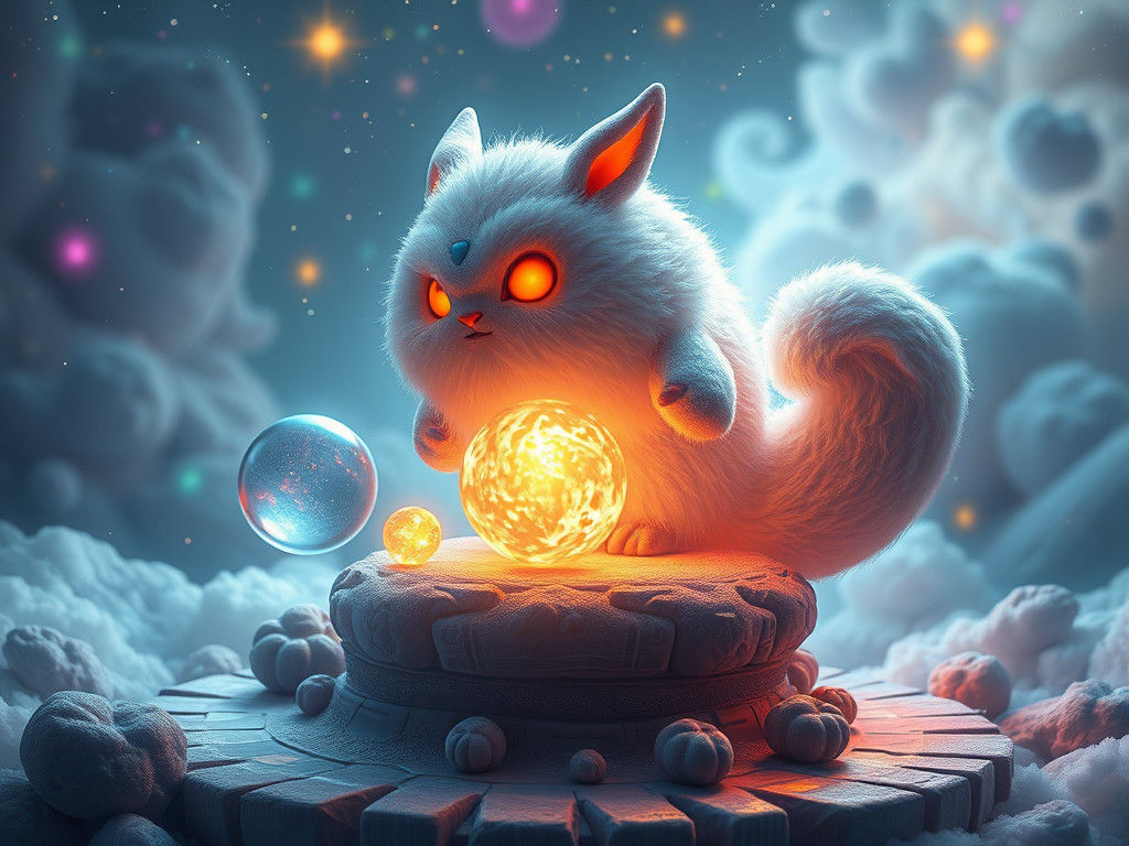 3D Fluffoid Character in Miraculous Reflective Spheres