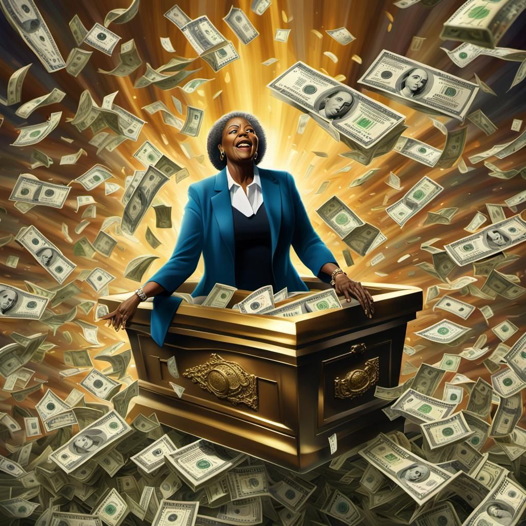 Woman in Flying Coffin Drops Money