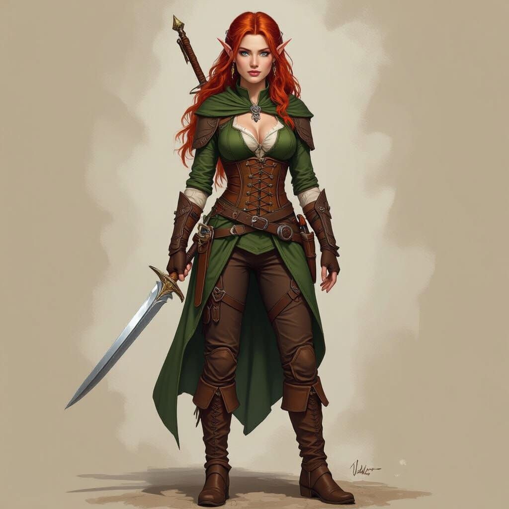 Female Elf Druid Adventurer in Detailed Fantasy Art