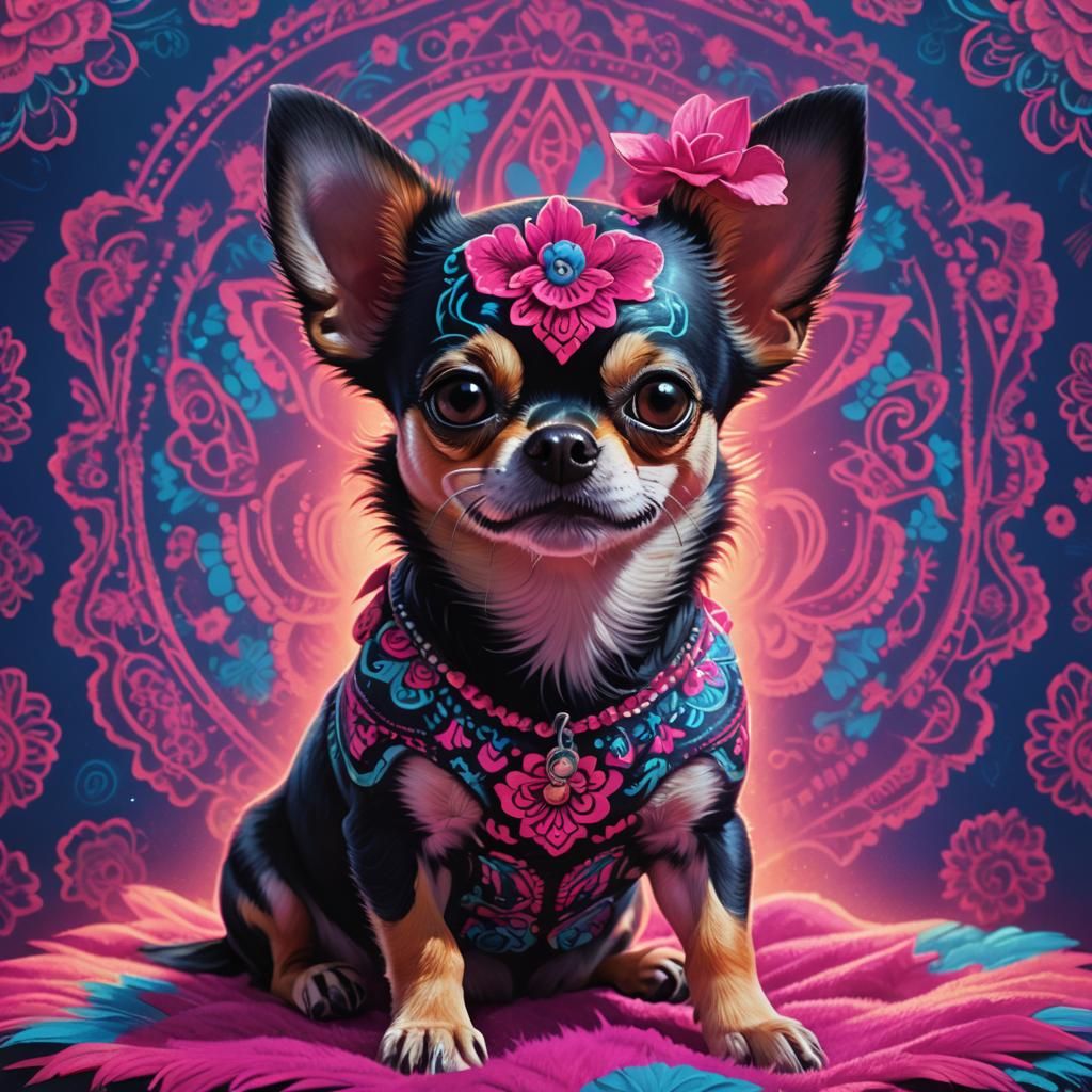 Chihuahua Catrina: Hyper-Realistic Day of the Dead Art