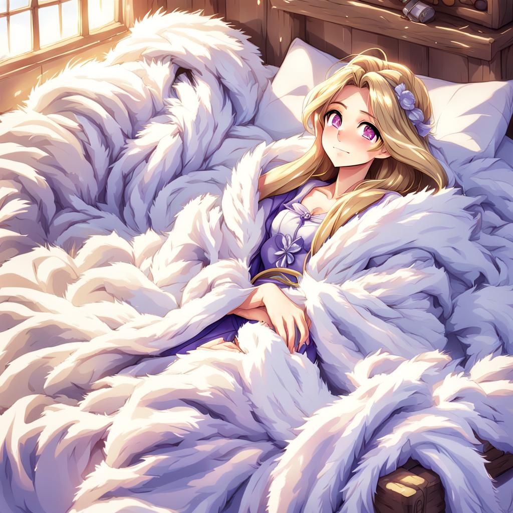 Rapunzel in Fur Blanket, Anime Key Visual Style