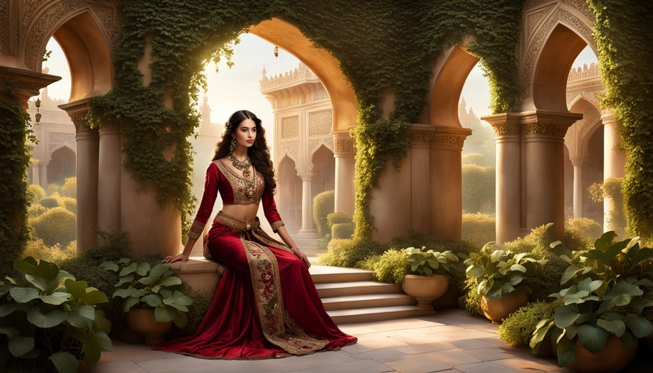 Regal Noblewoman in Traditional Persian Attire
