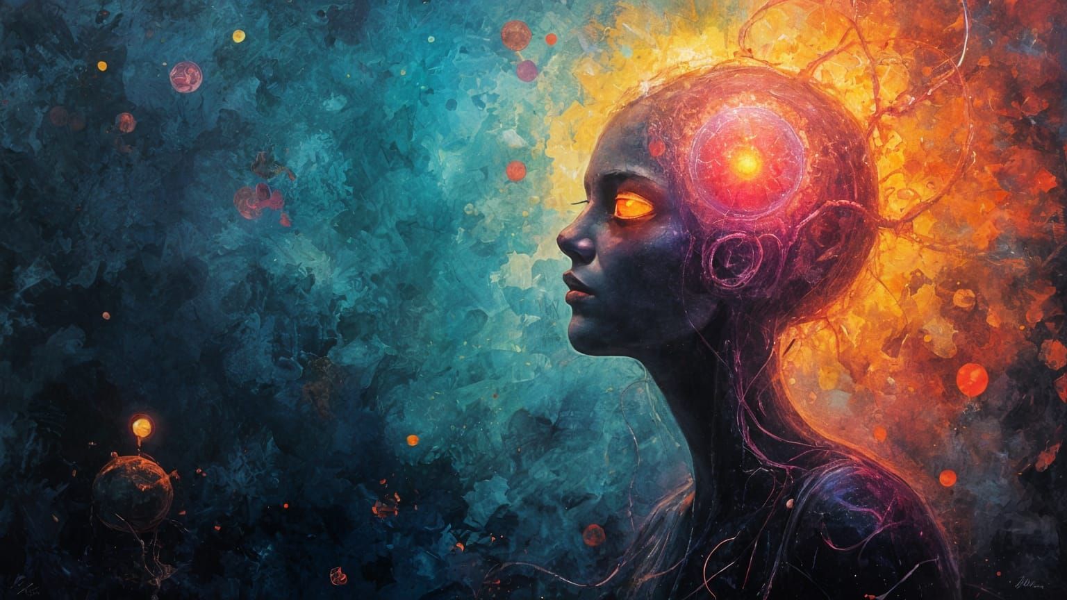 Eldritch Helium Head in Split-Complementary Colors