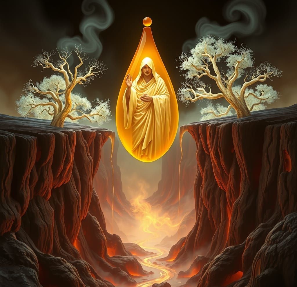 Amber Priest in Surreal Landscape