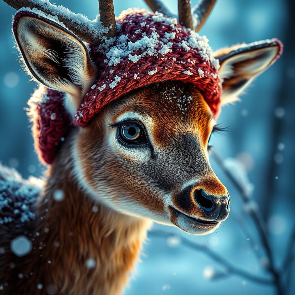 Cuddly Deer Friends in Winter Wonderland