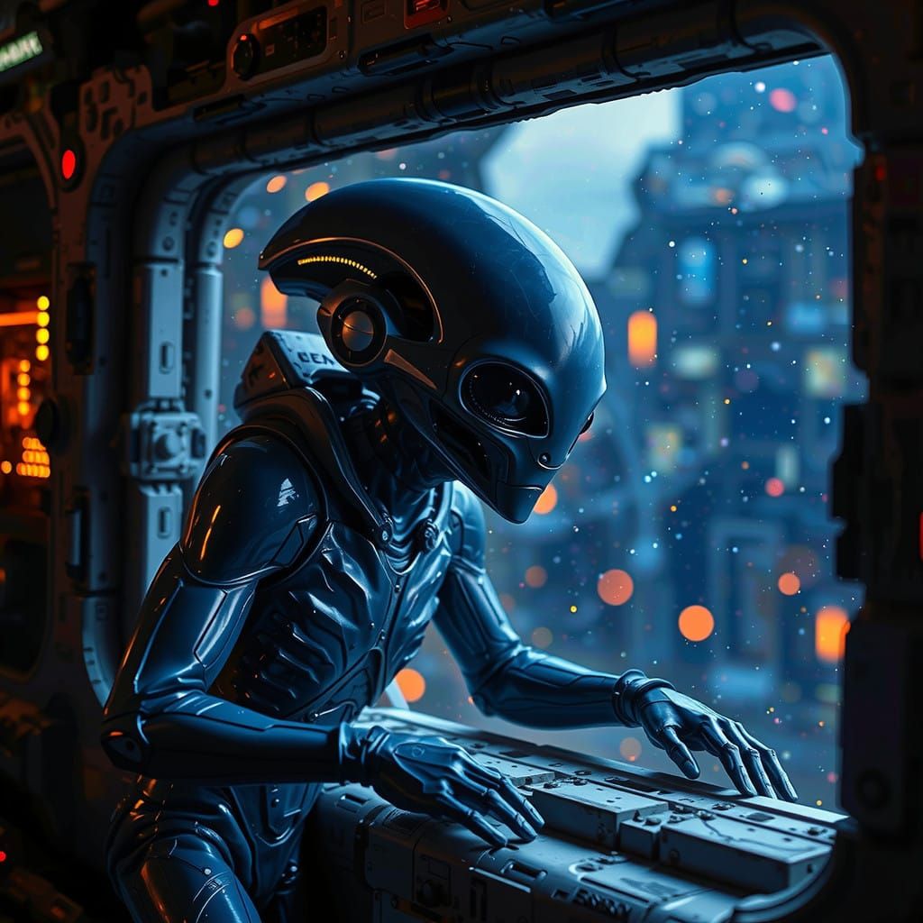 Ethereal Spacecraft Pilot in Industrial Futurism