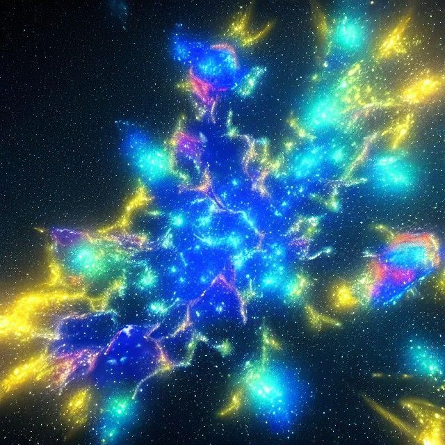 Ukrainian Trident Galaxy: Iridescent Constellation Art
