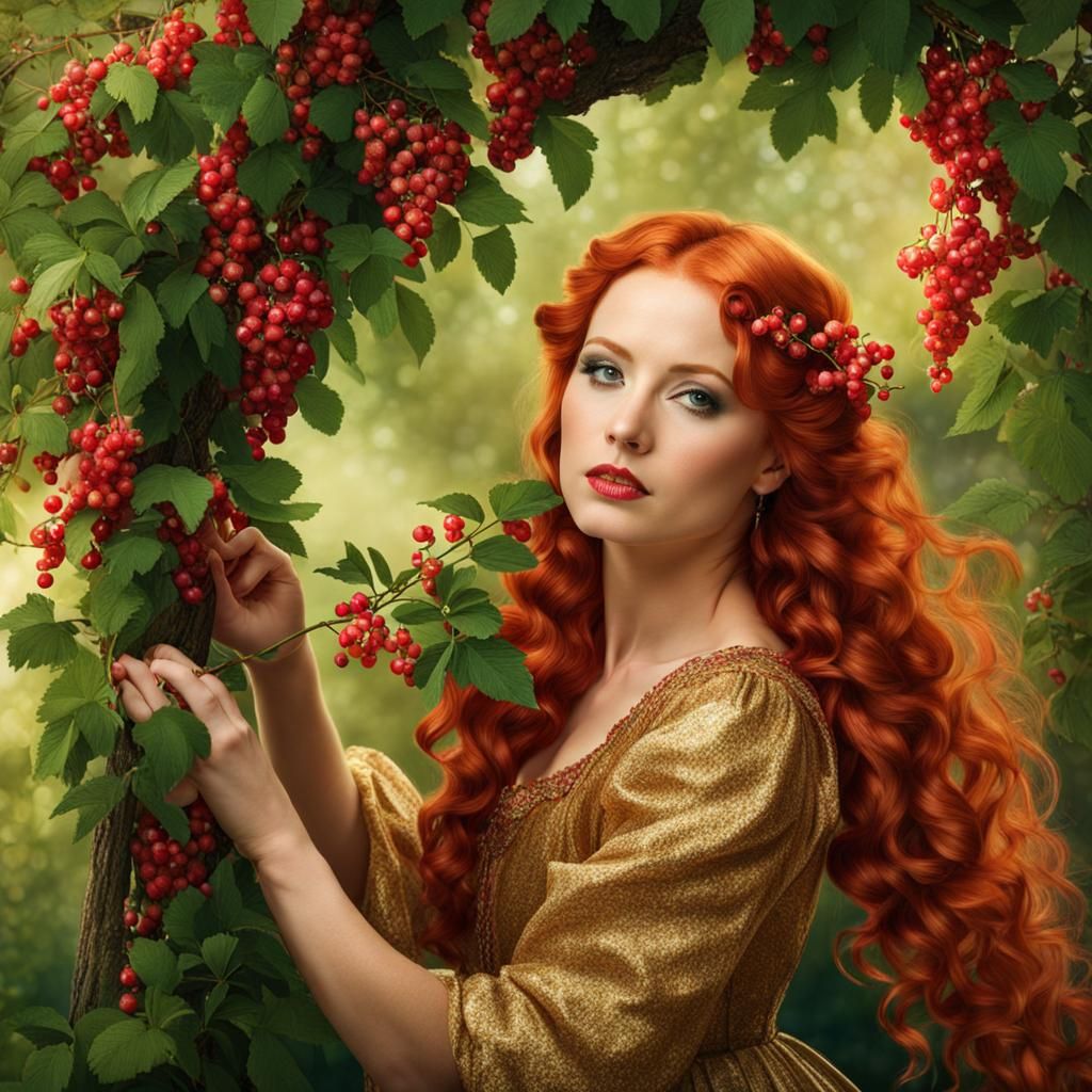Medieval Celtic Woman Picking Berries